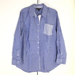 Lane Bryant button up blue top size 14